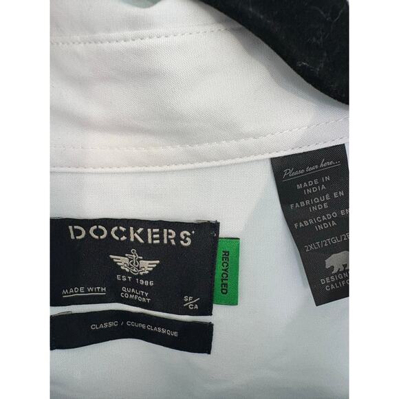 Dockers Classic Fit Short Sleeve Signature Comfort Flex Shirt White Size 2XLT - Picture 8 of 9